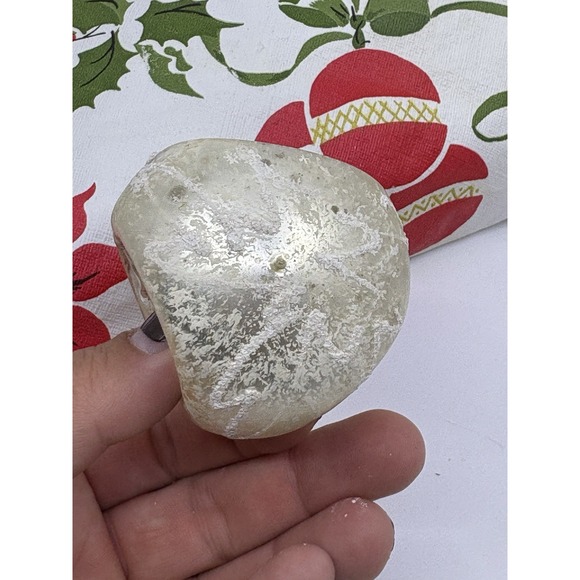 Vintage Christmas Mercury Glass Indent Ornament, Silver With Red Shiney Bright - Picture 4 of 5